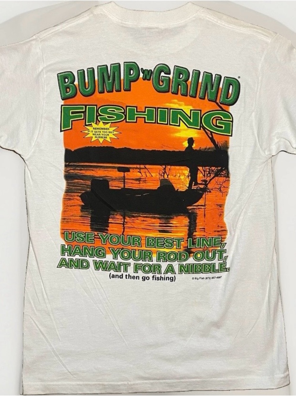 Vintage Y2K Bump N Grind Fishing Daytona Beach FL Funny White Tee Men's M